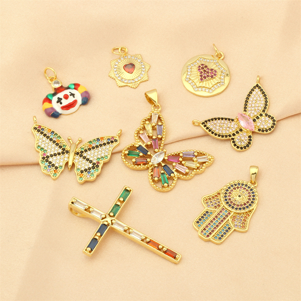 European and American Quality Copper Color-retaining 18K Devil's Eye Palm Cross Necklace Pendant DIY Accessories in stock