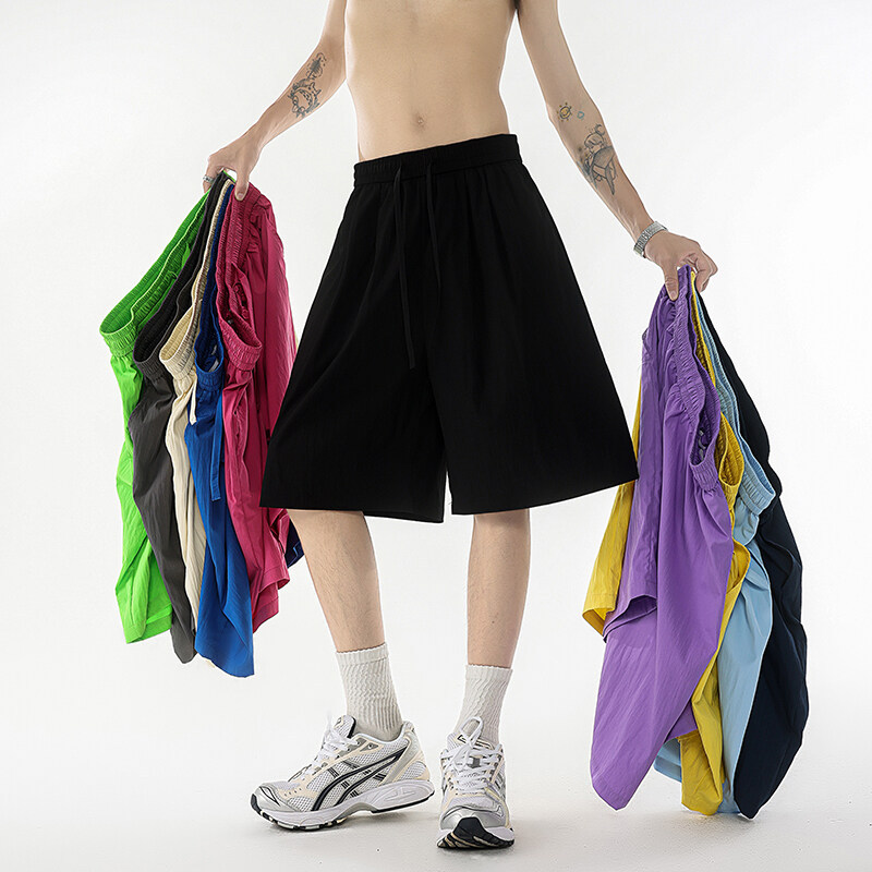 2025 New Men's Dopamine Casual Shorts Summer Ice Silk Thin Casual Breathable Five-Point Pants Beach Pants for Men
