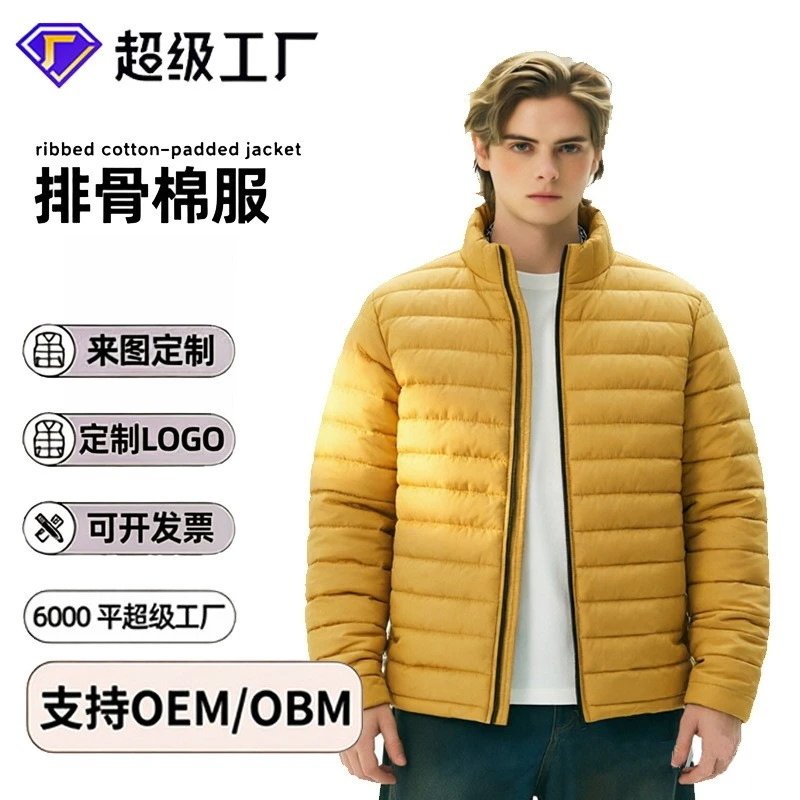 跨境亚马逊速卖通TM欧码爆款冬季棉衣男士经典排骨棉服立领外套男