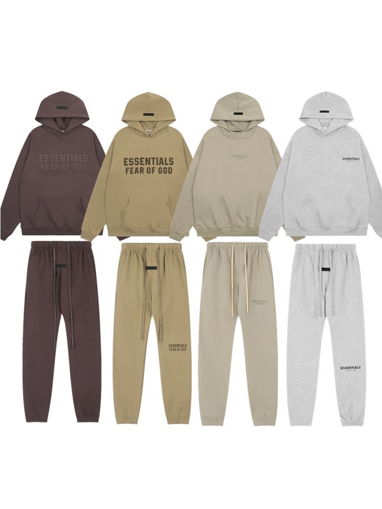 Cross-border FOG ESSENTIALS Stereo Silicone Letter Flocking Printed American Sweat Pants Casual suit Men