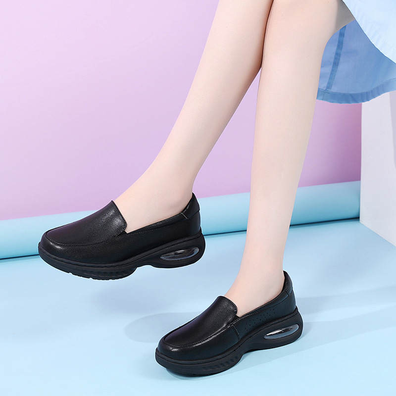 Ready Stock Nurse Shoes, Soft Sole, Breathable, Thick Sole, Non-Slip, Comfortable, White, Versatile, Women's Work Shoes, Black, Cross-Border Shipping