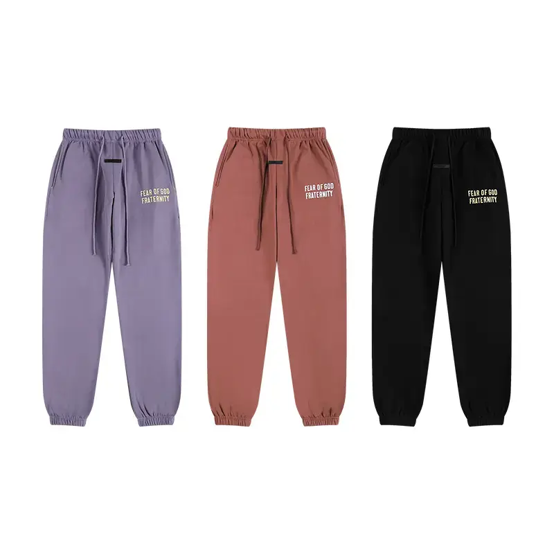 Fog Multi-Line Essentials American High Street Fashion Brand Fleece-Lined Jogger Pants Loose Sports Casual Sweatpants for Men