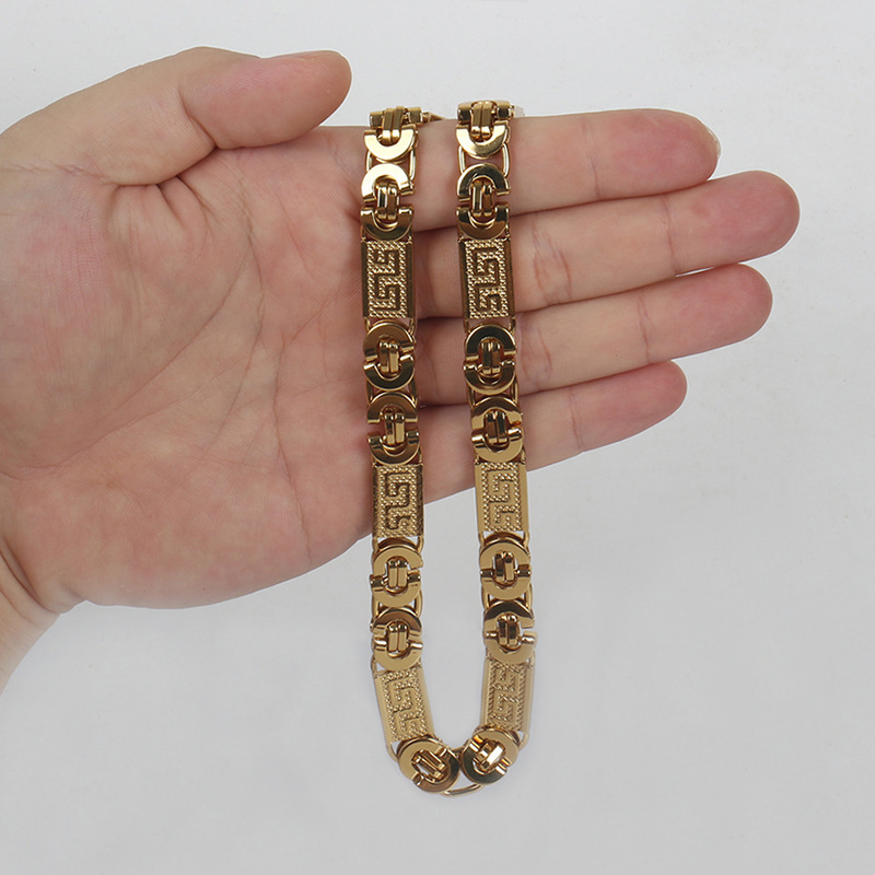 Cross-Border New Jewelry for Men and Women, Handmade Chain Pendant Bracelet Necklace, Imperial Stainless Steel Flat Link Chain Foto QC de 1688 na Qualit.ly