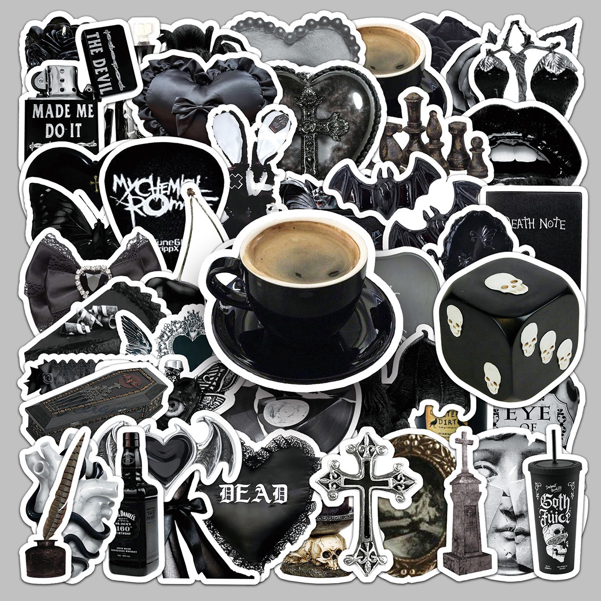50 Pieces of Dark Gothic Cool Trendy Fun Personalized Waterproof Cross-Border Stickers for Suitcase and Power Bank Decoration