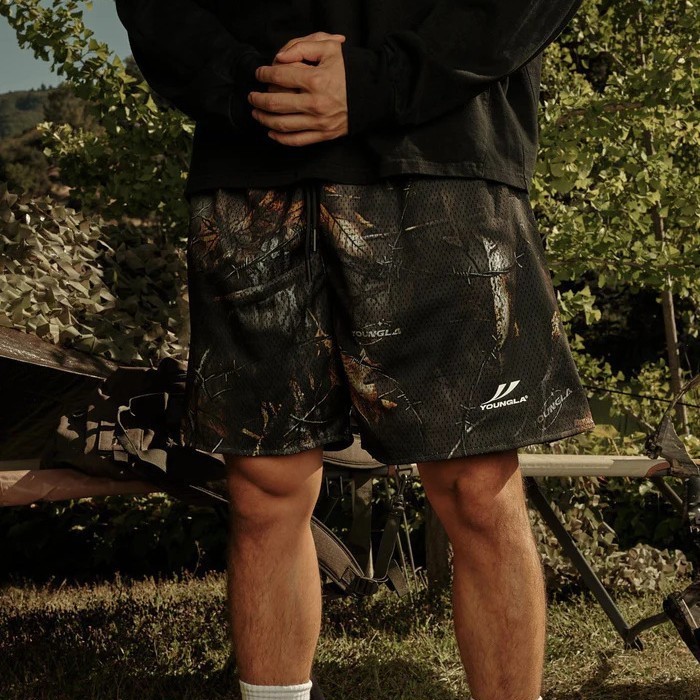 American Style Young-La Shorts Men's Camouflage Dead Leaf Outdoor Leisure Sports Fitness Running Quick-Drying Beach Pants