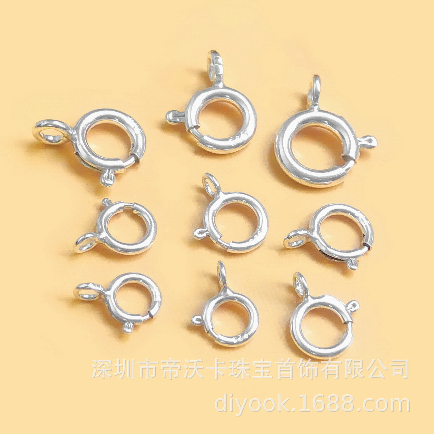 American 925 Sterling Silver Round Buckle Spring Clasp Connector Lock Clasp Qq Clasp Round Necklace Clasp DIY Accessories