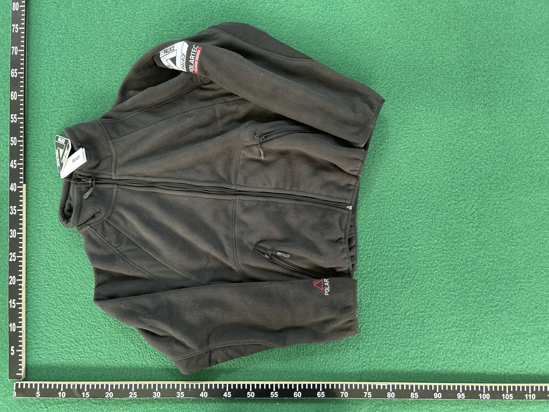 PALCE 24FW triangle letter splicing fleece logo embroidery stand up collar jacket men's and women's zipper jacket