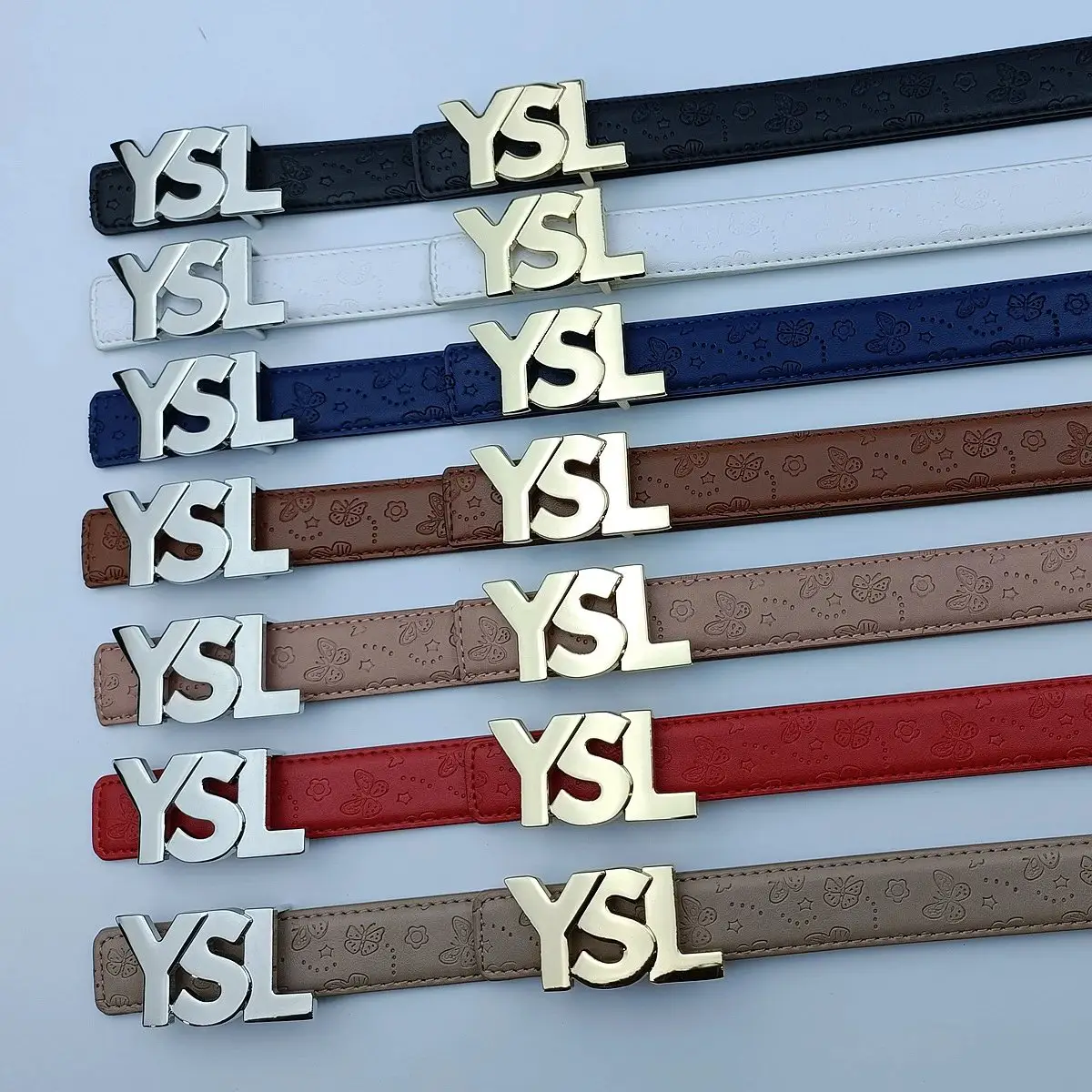 Yves Saint Laurent Smooth Buckle Belt, Casual Versatile Dress Belt, Trendy Fashion Women's Jeans Belt New Style