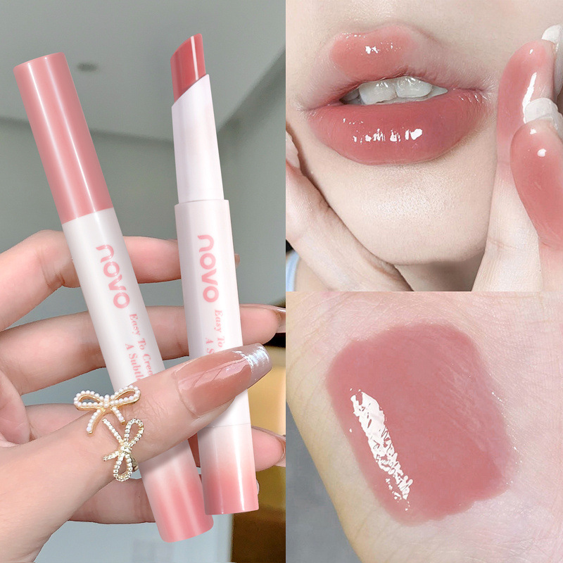 Novo Lip Glaze Mirror Water Gloss Lip Gloss Lipstick Waterproof Non-Stick Cup Moisturizing Student Pseudo-No Makeup Pure Lust Lip Glaze for Women
