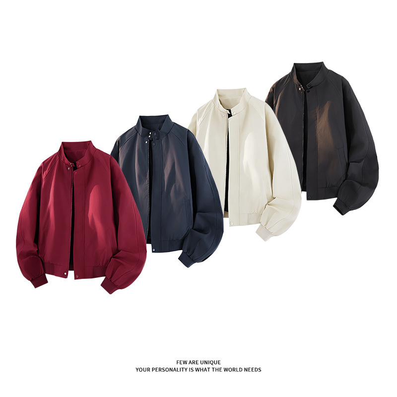 2026 Spring New Men's Casual Stand-Up Collar Jacket Trendy Brand Loose Large Size American-Style Pilot Jacket for Men