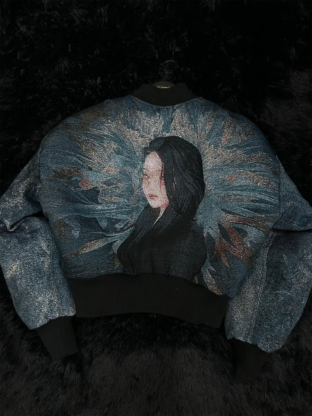 WANNA LAB 25FW Sea Monster Woman Looks Like a Ten Thousand Needle Jacquard Knitted Texture Bomber Jacket Cotton Jacket