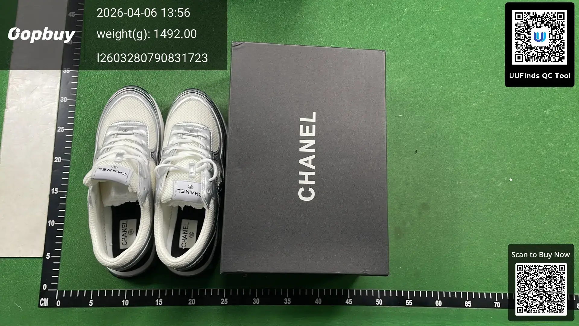 Chanel Sneakers White Silver