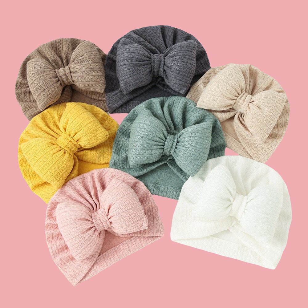 Cross-border European and American New Baby Knitted Cotton-filled Big Bow Baby Pullover Hat Boat Hat Children's Headscarf Hat Ins