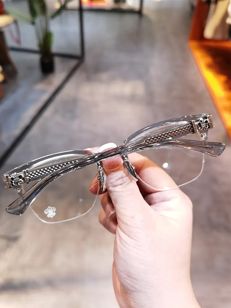 Jian Danluo Xinchao Easiest for match Glasses Frames for Men and Women Retro Stylish Ultra-Light Half-Frame Large-Frame Glasses Frames with Myopia Flat
