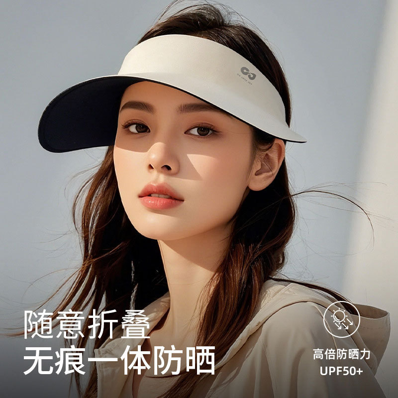 Empty-Top Sunscreen Hat Women's Anti-UV Summer Face-Covering Sunshade Hat Seamless Integrated Sun Hat Seamless Summer