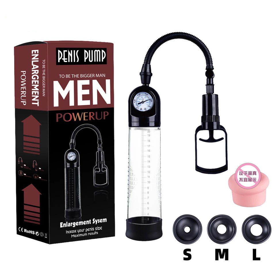Male penis trainer vacuum negative pressure stretching exerciser JJ pull rod with watch rubber ring suit meat ball aircraft Cup