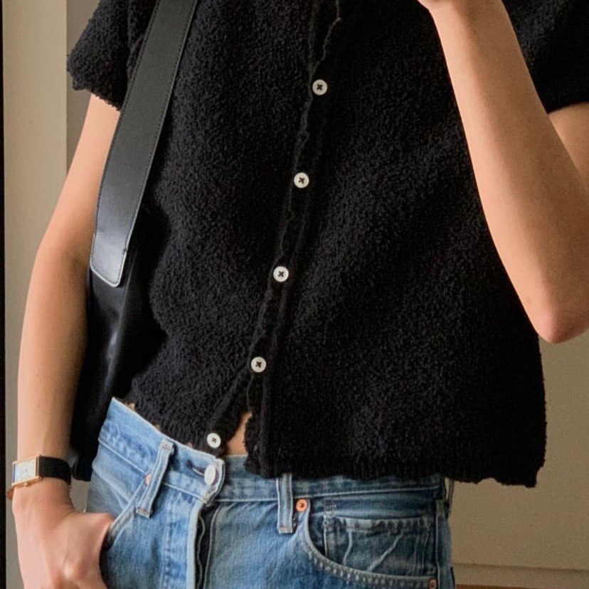 Now South Korea Dongdaemun designer Ur *** ic30 Scallop towel cotton lace knitted short sleeve open
