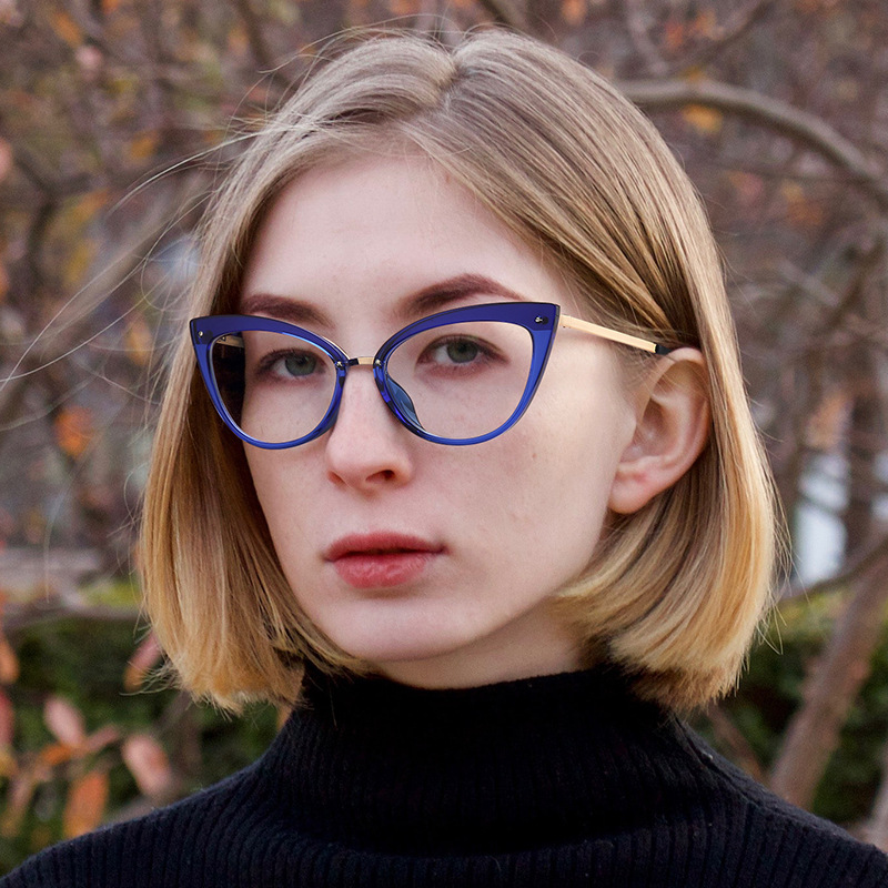 Anti-blue light glasses European and American style Cat's Eye flat glasses decorative glasses computer glasses TR slingshot full frame 2070