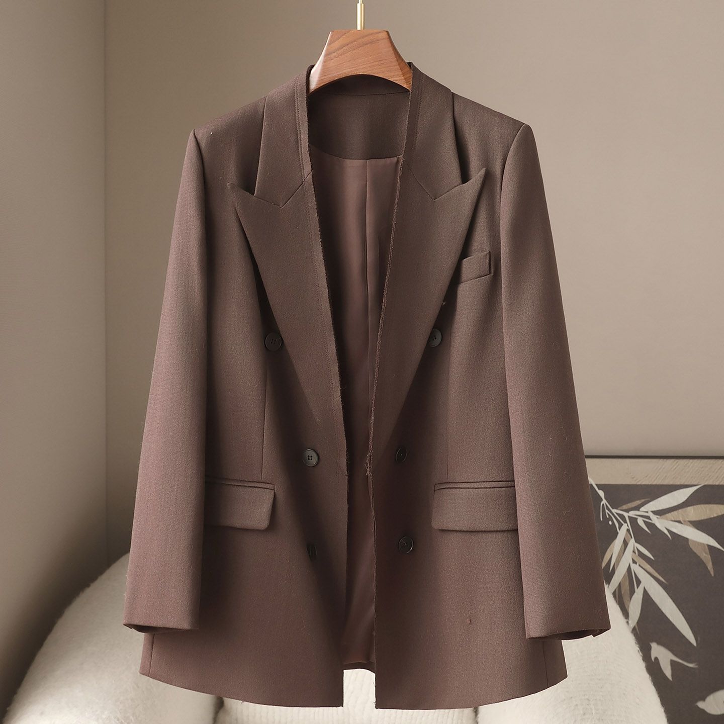 Small Quantity of Clothing 2026 Spring and Autumn Season Fine Wool Women's Suit 2026 Trendy Versatile Double-Breasted Blazer