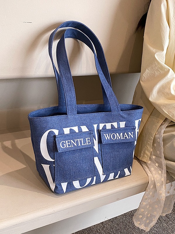 Gentle Woman multi-pocket letter canvas bag 2024 new high-grade portable shopping bag shoulder bag