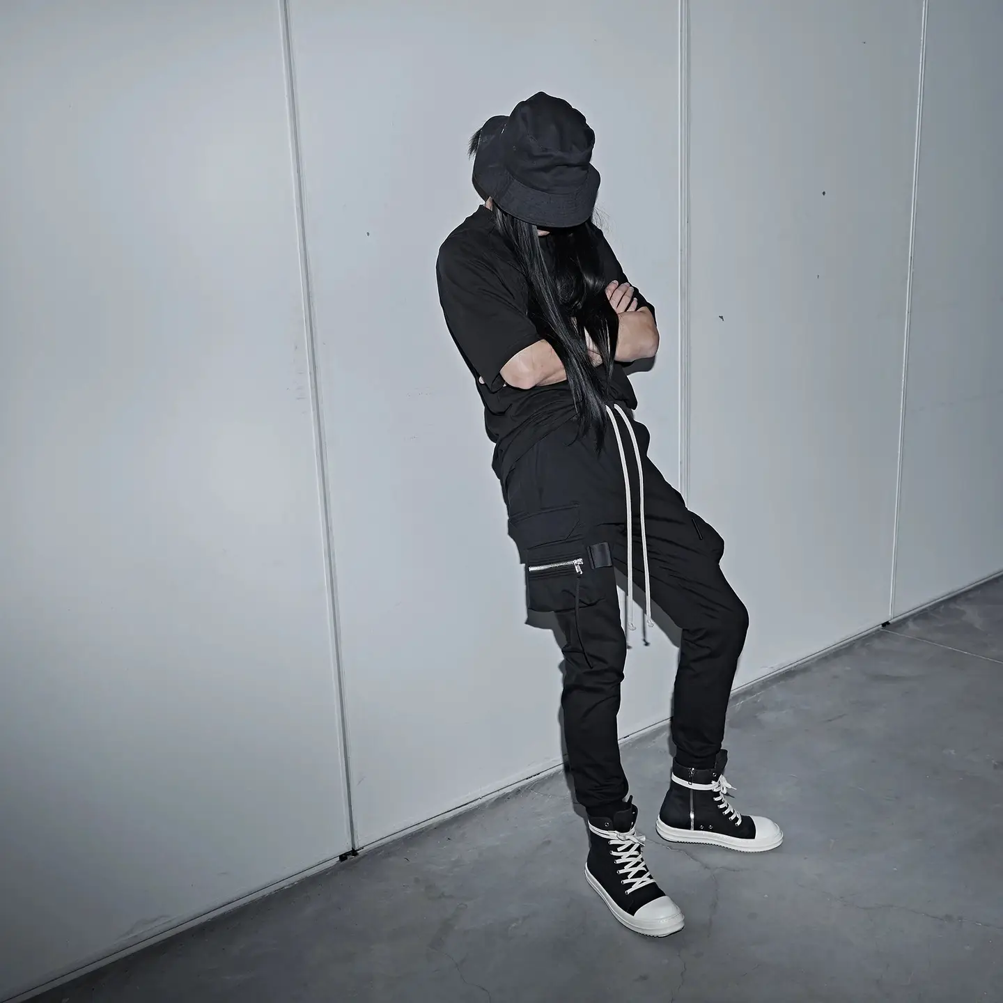 Pink Elephant FHDX Dark Rick Owens Style Casual Pants with Side Zipper Pockets, Slimming Pants, Gundam Pants