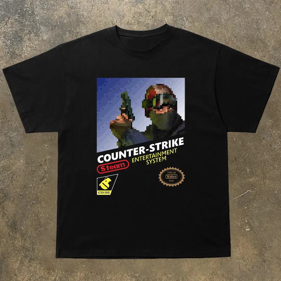 Xihai Zhan Dao Short-Sleeve T-Shirt Csgo Game Counter-Strike Loose Fit Pure Cotton Heavyweight Crew Neck Half-Sleeve Top Tee