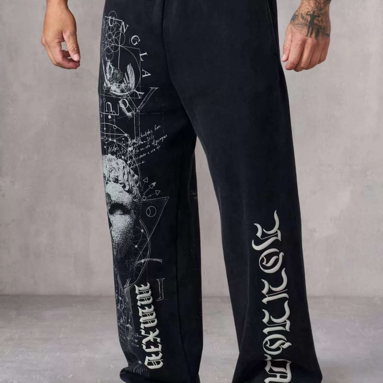 YOONGLA letter Roman style new straight tube retro sports fitness loose heavy cotton versatile sweatpants pants pants