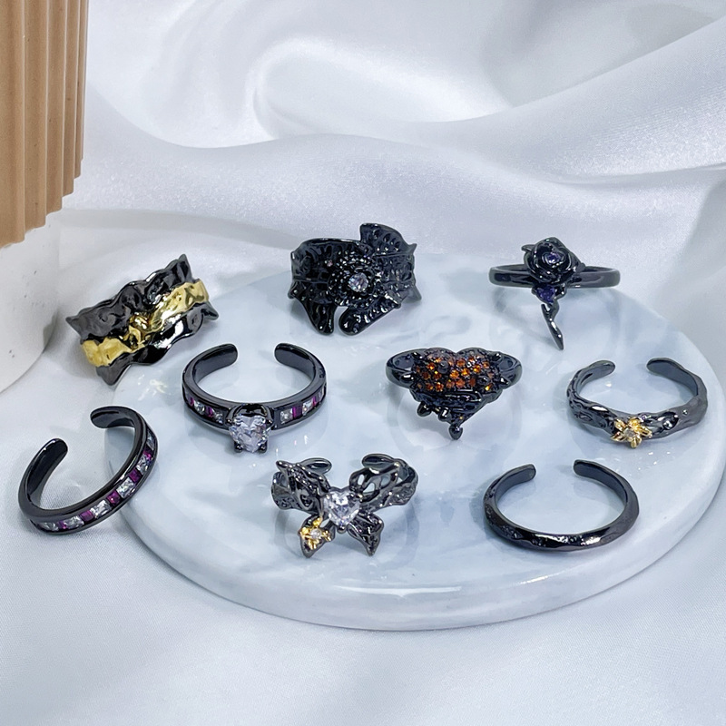 Dark personality retro simple open ring female fashion all-match niche design high-grade cold wind index finger ring