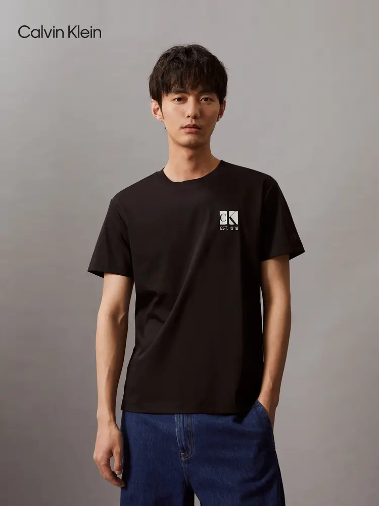 Ck Jeans Summer Men Minimalist Cut Out letter pure cotton Casual Round Neck Short Sleeve T-Shirt J325376