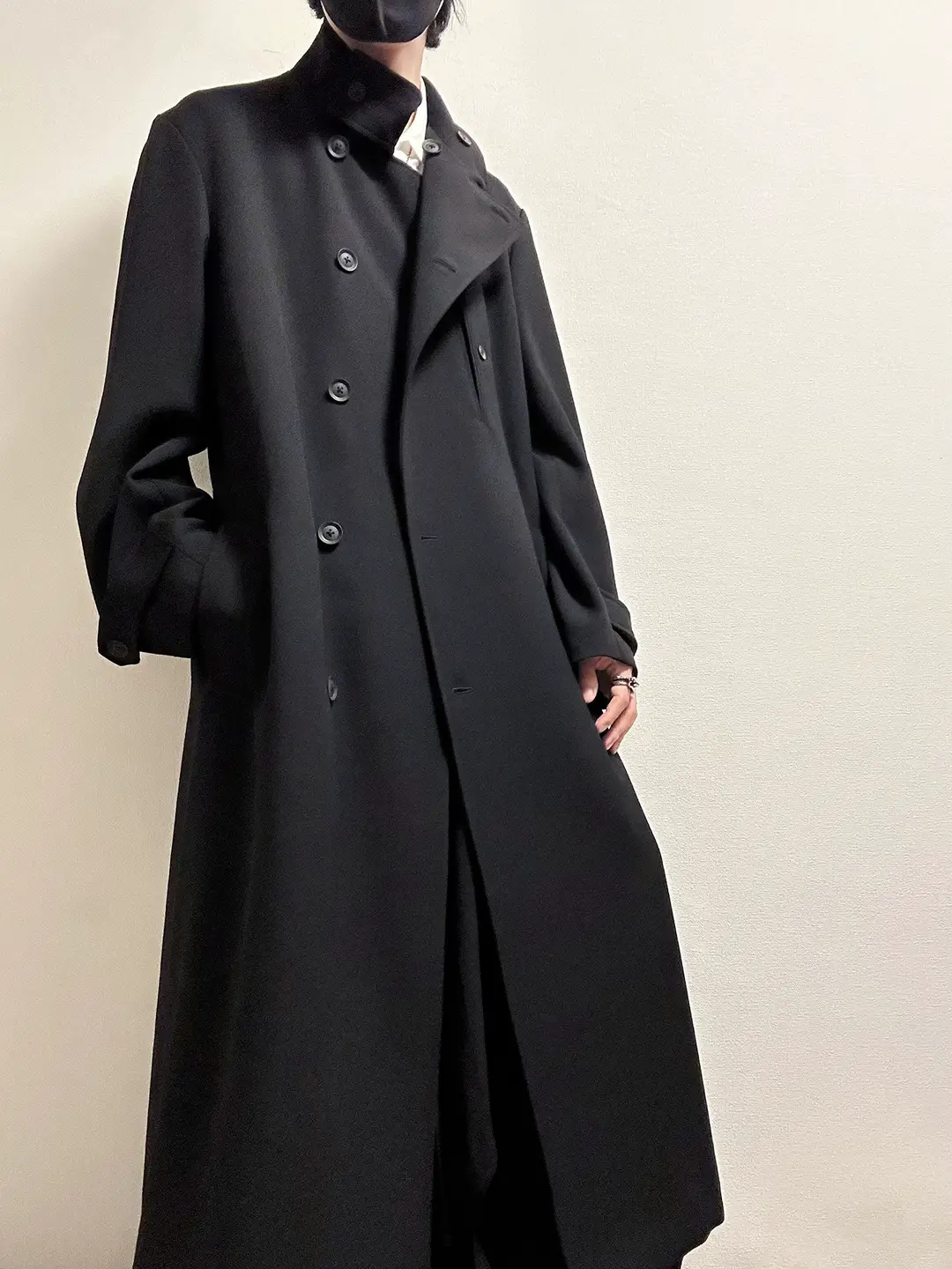 -EvanXX original Yohji Yamamoto Dark Wind 101 wool military cloth plain board pure black tiger remnants dream coat