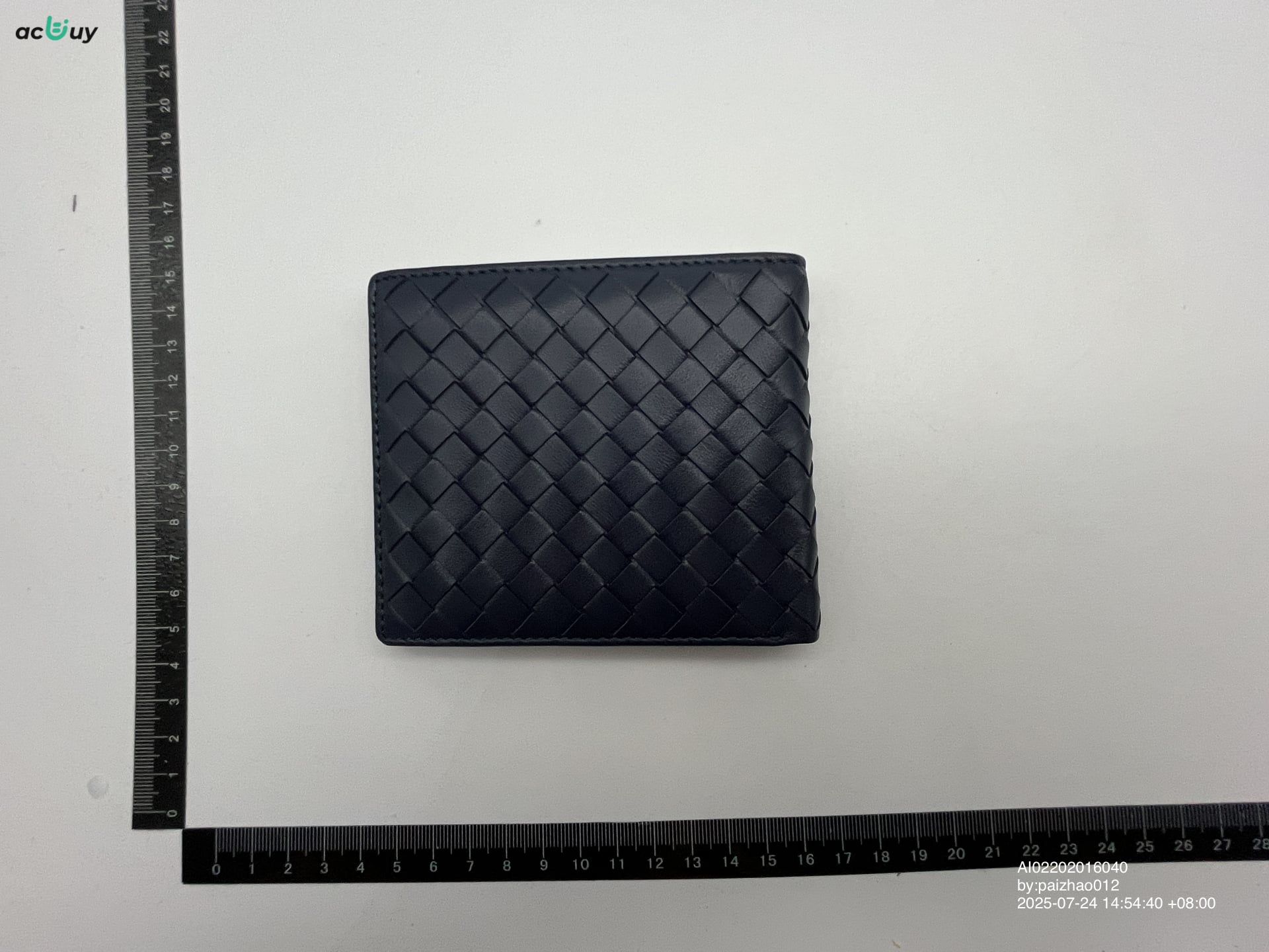 MCBV Lambskin Classic Hand-woven Men's Short Wallet Coin Purse Card Holder Photo Ticket Holder One-piece Bag QC