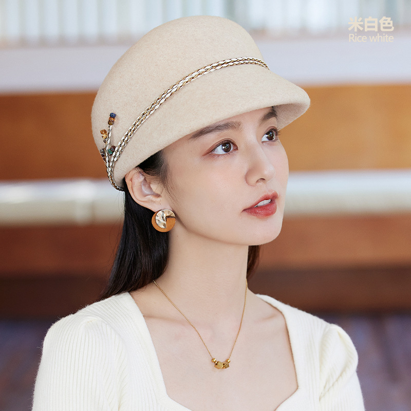 Wool duck tongue hat women's autumn and winter new newsboy cap retro octagonal cap women's fashion all-match equestrian cap wholesale