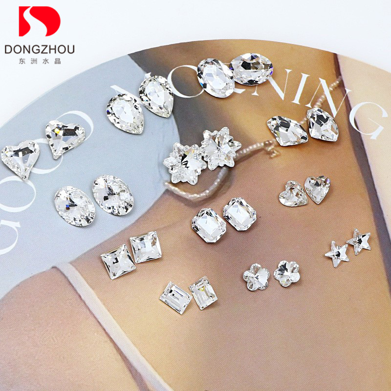 Dongzhou Crystal White Nail Art Rhinestones, Sparkling Ice Candy Transparent White Pigeon Egg Pointed Bottom Rhinestones, DIY Round Rhinestones Nail Art Decorations