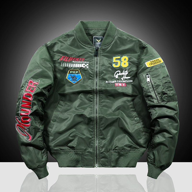 New spring and autumn air force ma1 pilot jacket men's embroidered baseball uniform plus size loose overalls jacket men