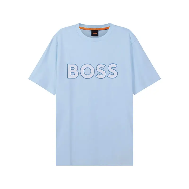 Hugo Boss Men Orange Series Round Neck Short Sleeves T-Shirt Silver泰 Department Store 300095