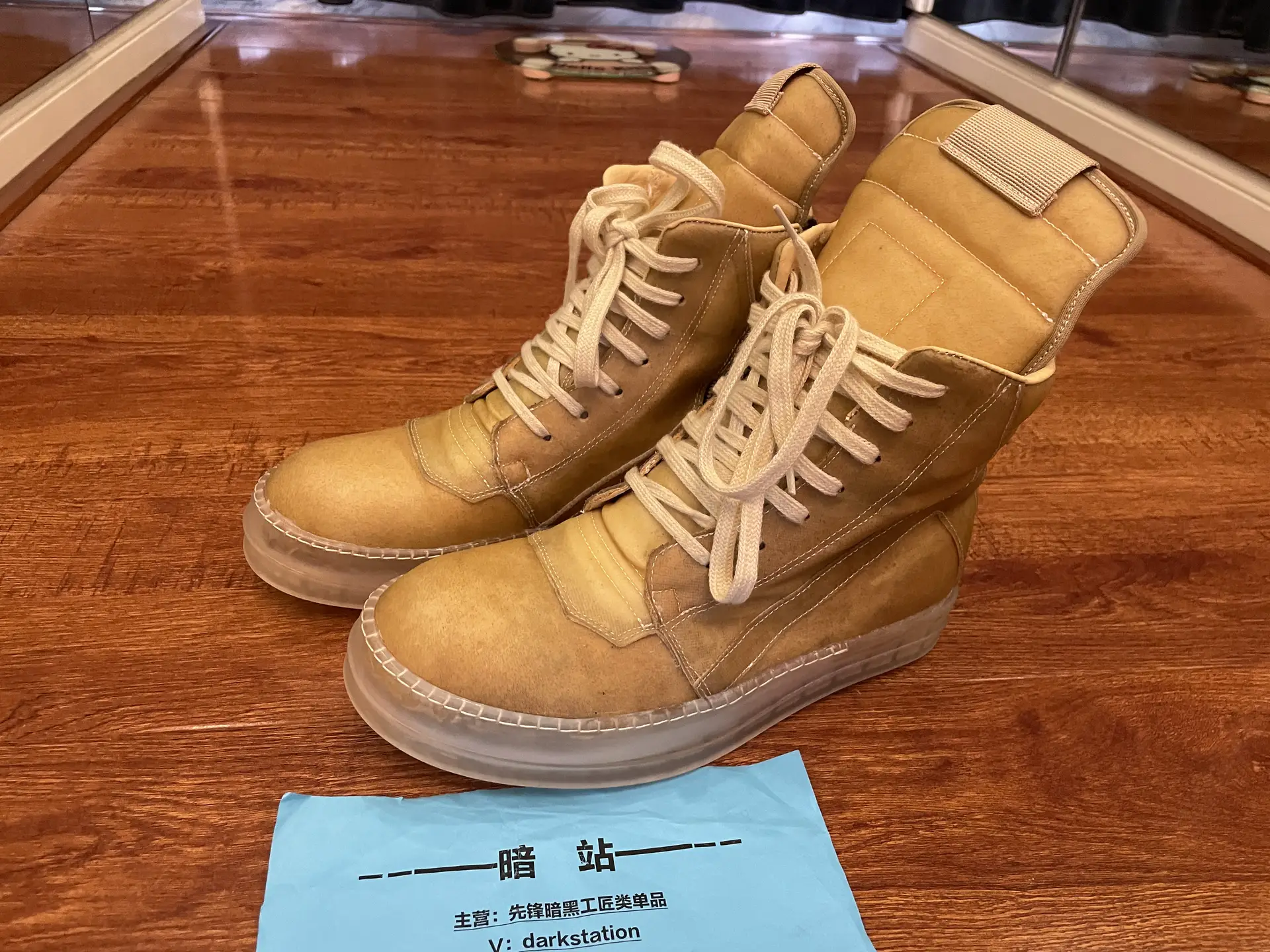 Rickowens Transparent Leather Ghost Dark Station Independent Dark Style Rick Same Style Custom Classic Boots Shoes