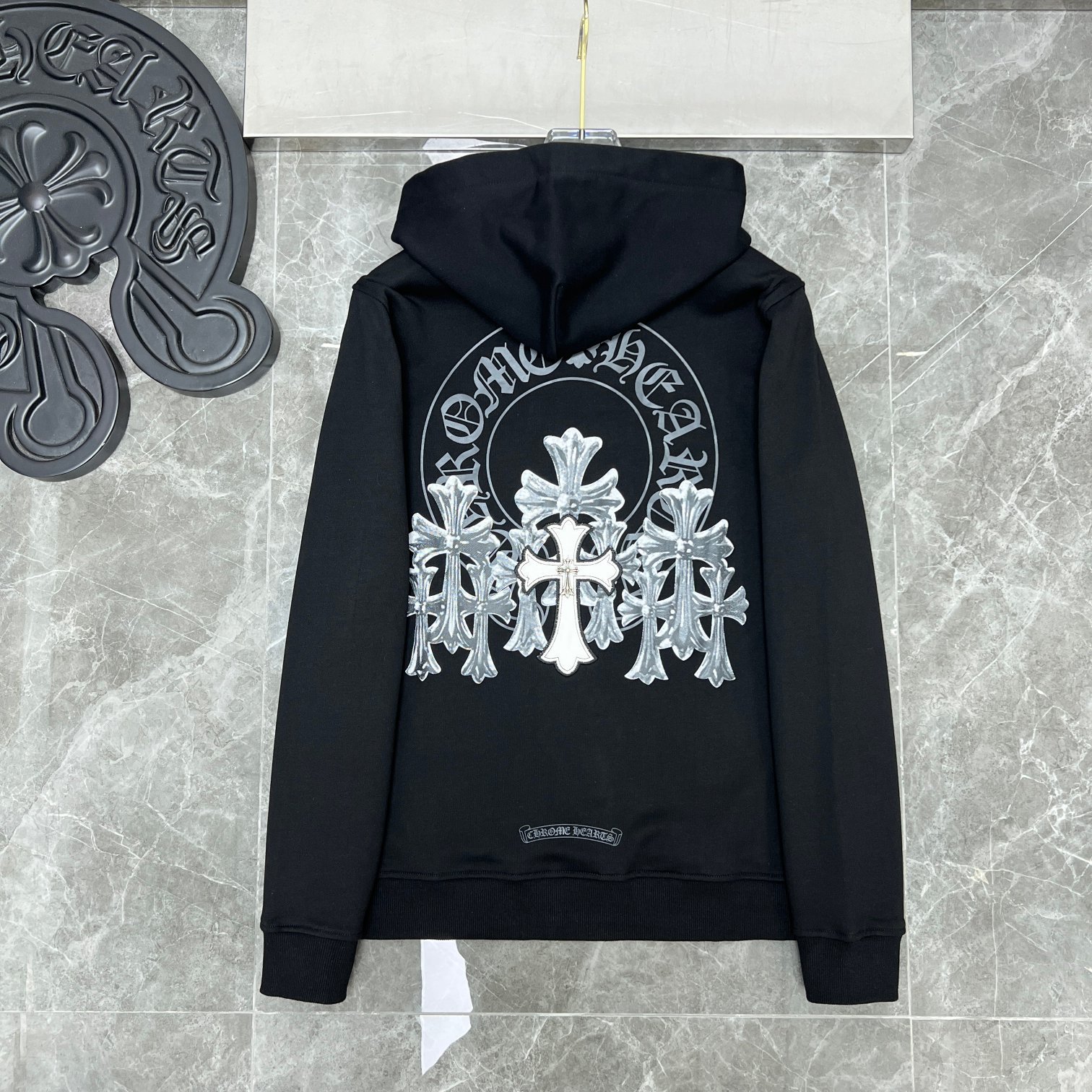 23Ss Correct Version of Chrome Hea Splash Ink Sanskrit Hooded Sweatshirt