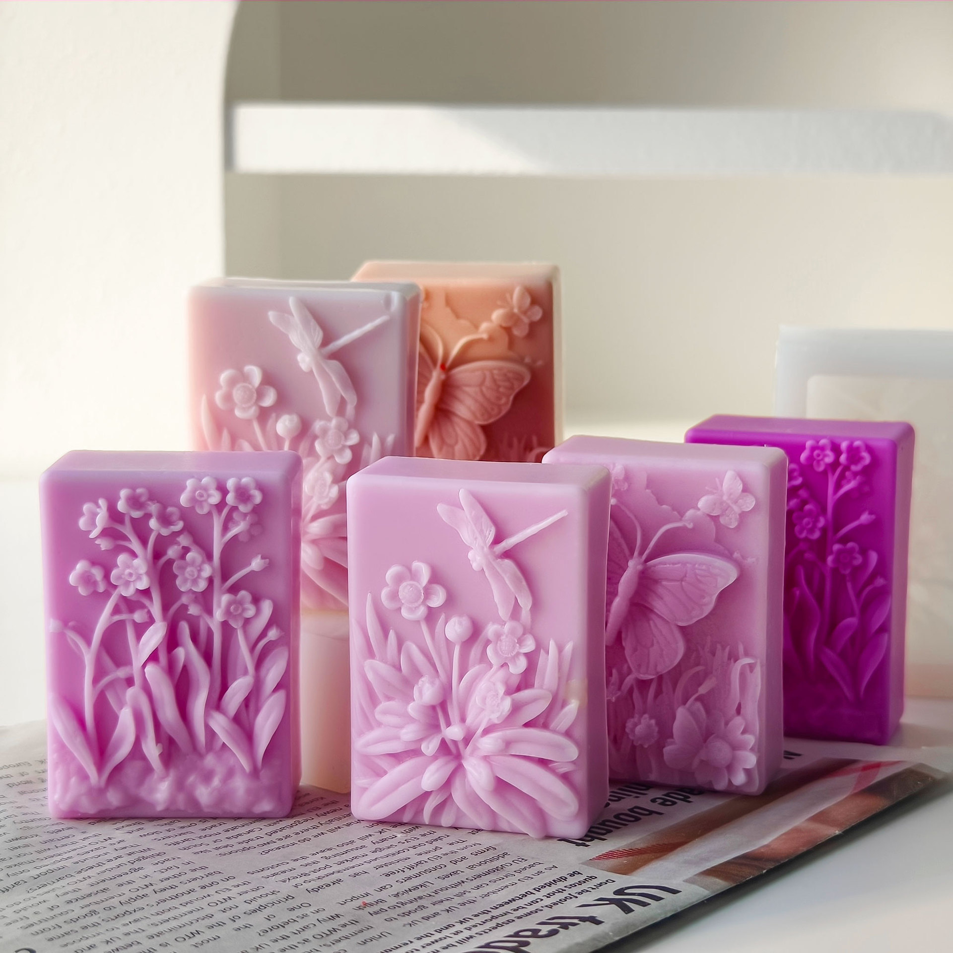 Square Handmade Soap Silicone Mold DIY Flower Aromatherapy Candle Gypsum Car Aromatherapy Stone Handmade Soap Abrasives