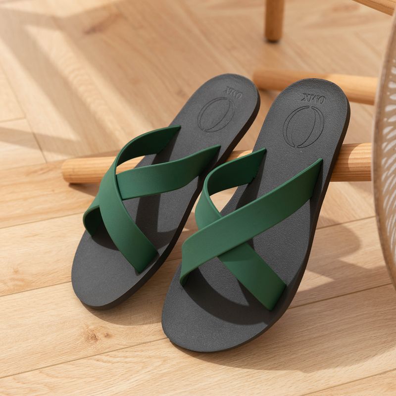 Beijianglang High-End Rubber Slippers Men's Cross-Over Slippers Anti-Slip and Deodorant Outdoor Beach Sandals Indoor Shower