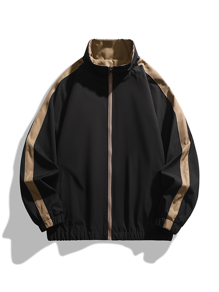 Cross-border European Code Spring and Autumn American Double-sided Jacket Men's Color-matching Casual Sports Fashion Brand Couple's plus size Jacket