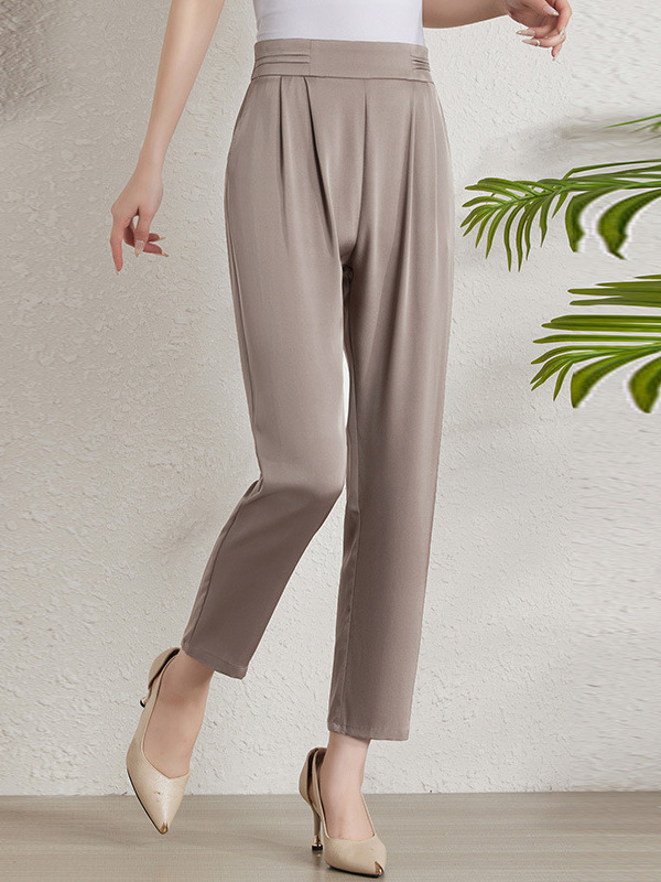 High-End Summer Silk Pants, Nine-Point Length, 2026 New Style, Satin Fashion, Plus-Size, Loose Casual Mulberry Silk Pants
