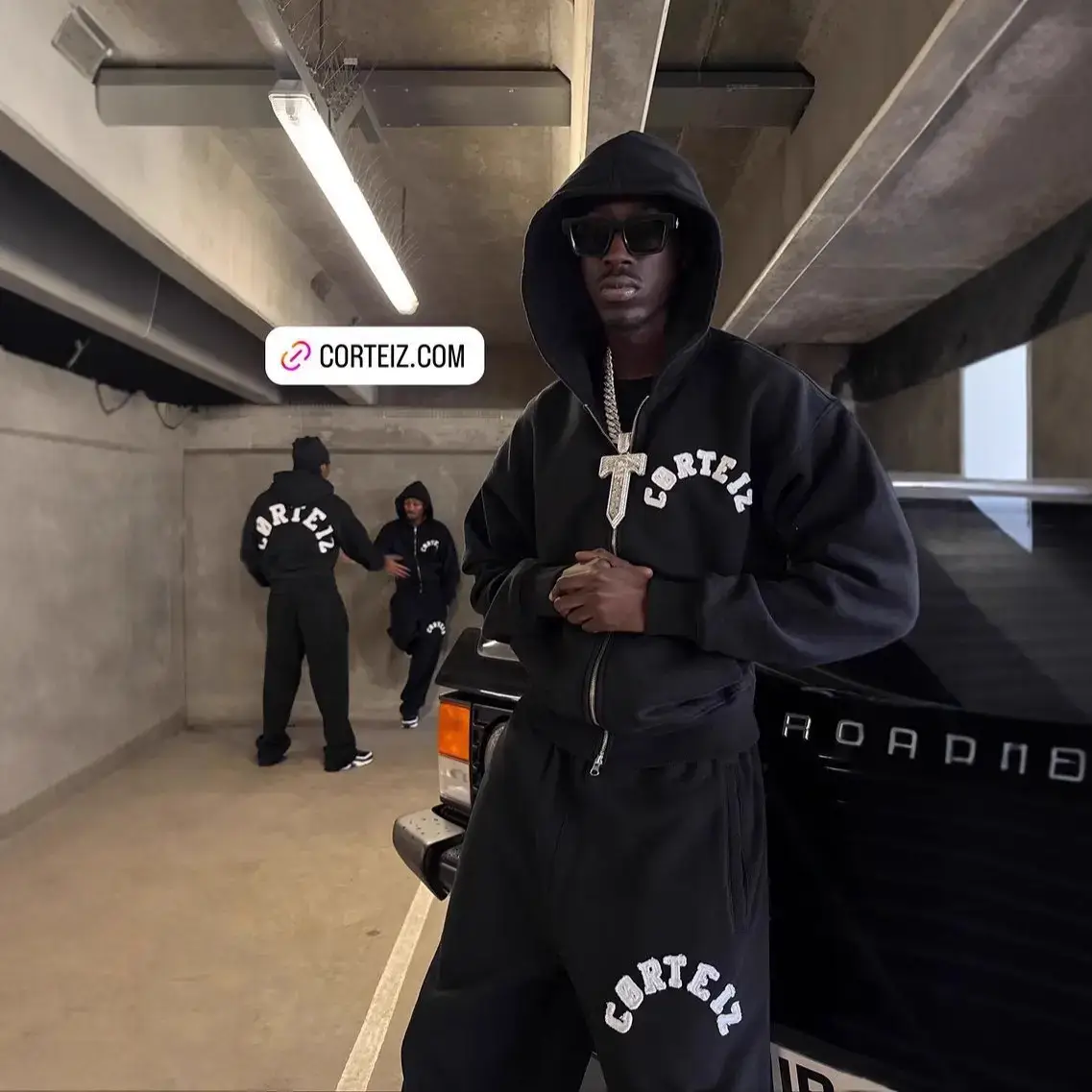 Letter Printed Hooded Sweatshirt Suit Sweatpants Hip-Hop Street Style Loose Casual Sweatshirt