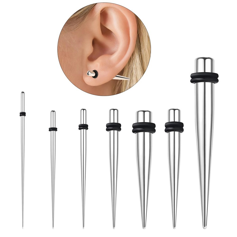 Cross-border Stainless Steel Simple Auricle Earrings Pointed Cone Ear Expander Human Body Puncture Ear Holes Enlarged Piercing Jewelry