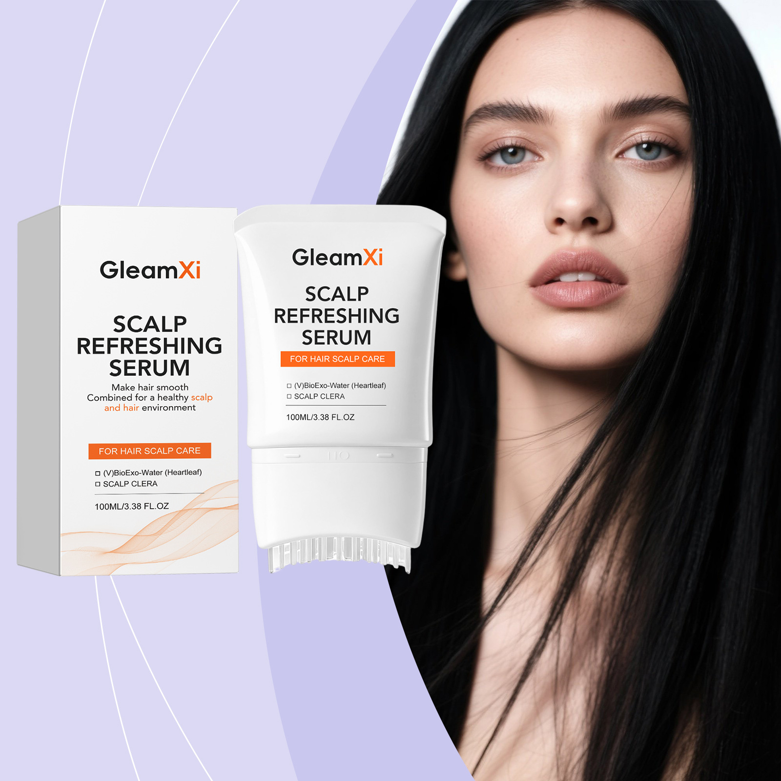 Gleamxi Refreshing Scalp Essence Is Gentle, Non-Sticky, Lightweight, and Provides Daily Care, Massage, Moisturizing, and Smoothing for Hair