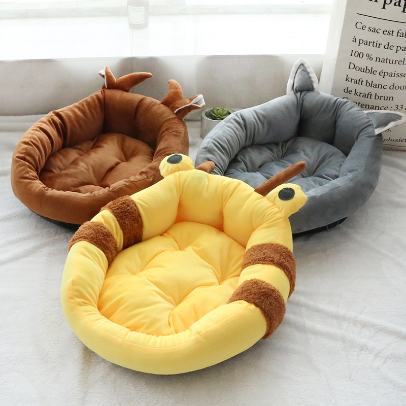 Pet Nest Pad Thickened Cartoon Style Cat Nest High Backrest Nest Enclosed Kennel Dog and Cat Universal Nest Dog Mattress