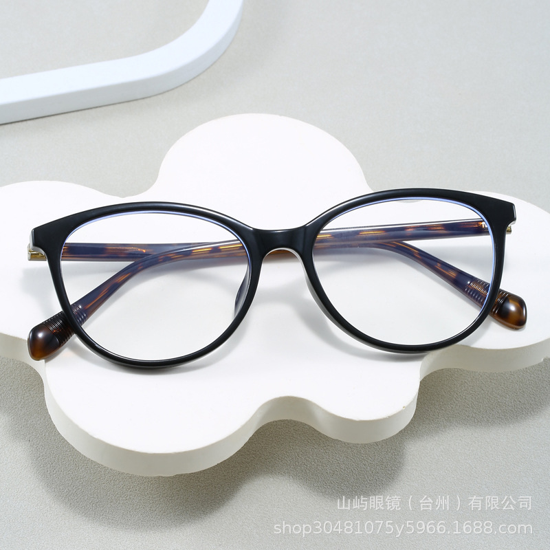 2024 fashion new cat's eye flat mirror plate texture personality street trend anti blue light glasses can be equipped with myopia