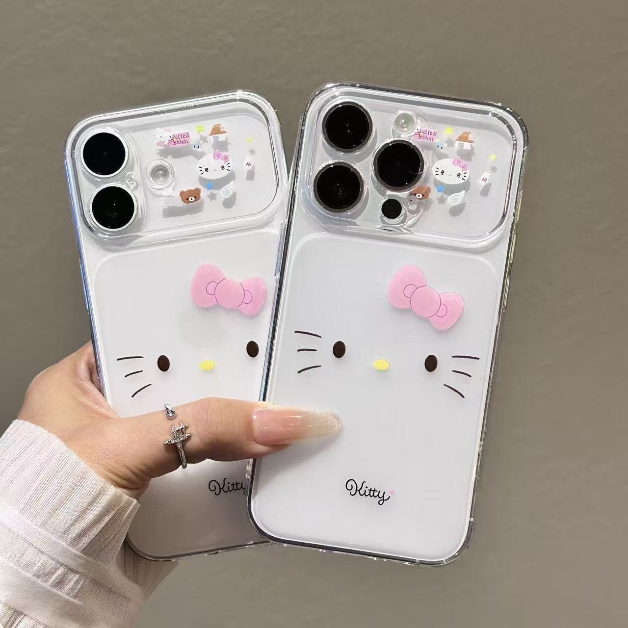 Pink Kt Cat Large Window Case Instantly Transforms into a 17-Inch Design, Suitable for Apple 17 Pro Max Phone Case 16 15 14P Anti-Drop 12 Soft