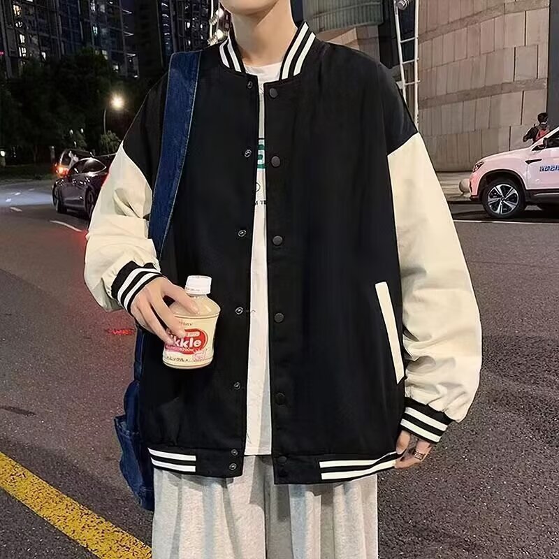 Trendy Brand Stitching Baseball Suit Men's Spring and Autumn American Style Hong Kong Style Loose Casual Aviator Jacket Coat Ins Trendy