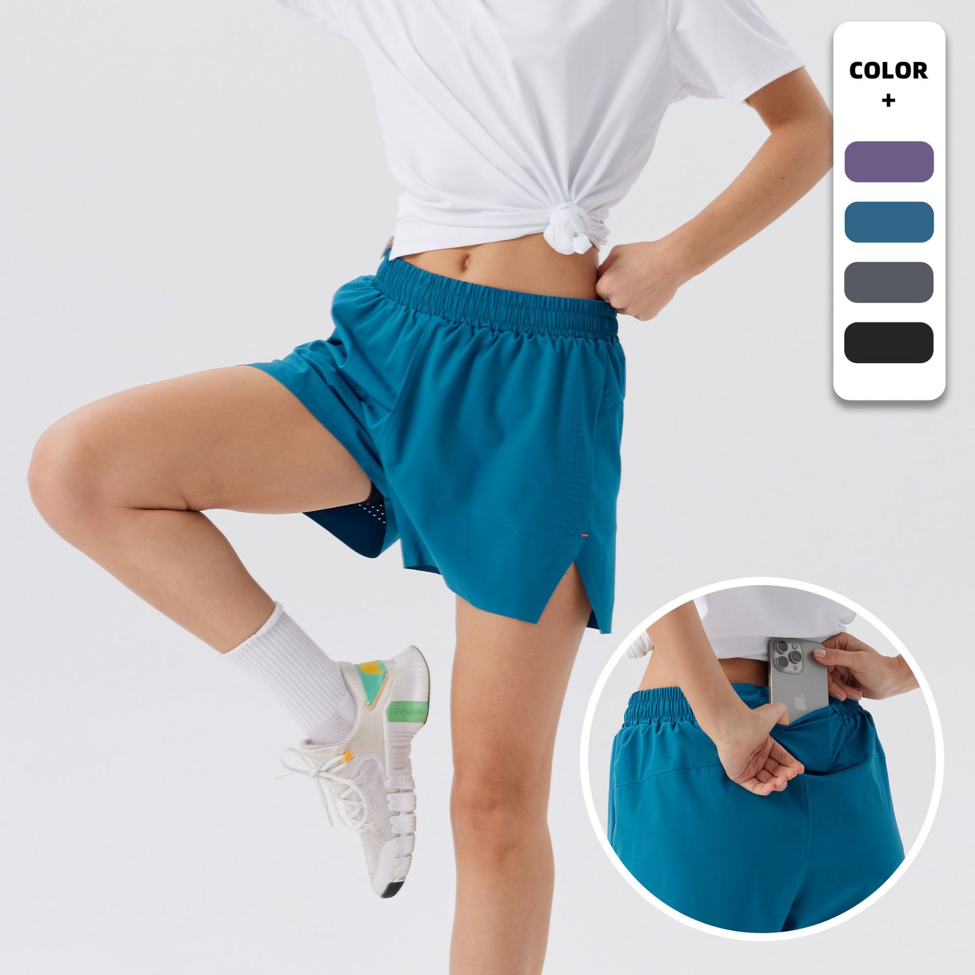 Running Shorts Men's Marathon Track and Field Three-point Pants Quick-drying Pants Outdoor Sports Fitness Wear with Lined Double-layer Pants