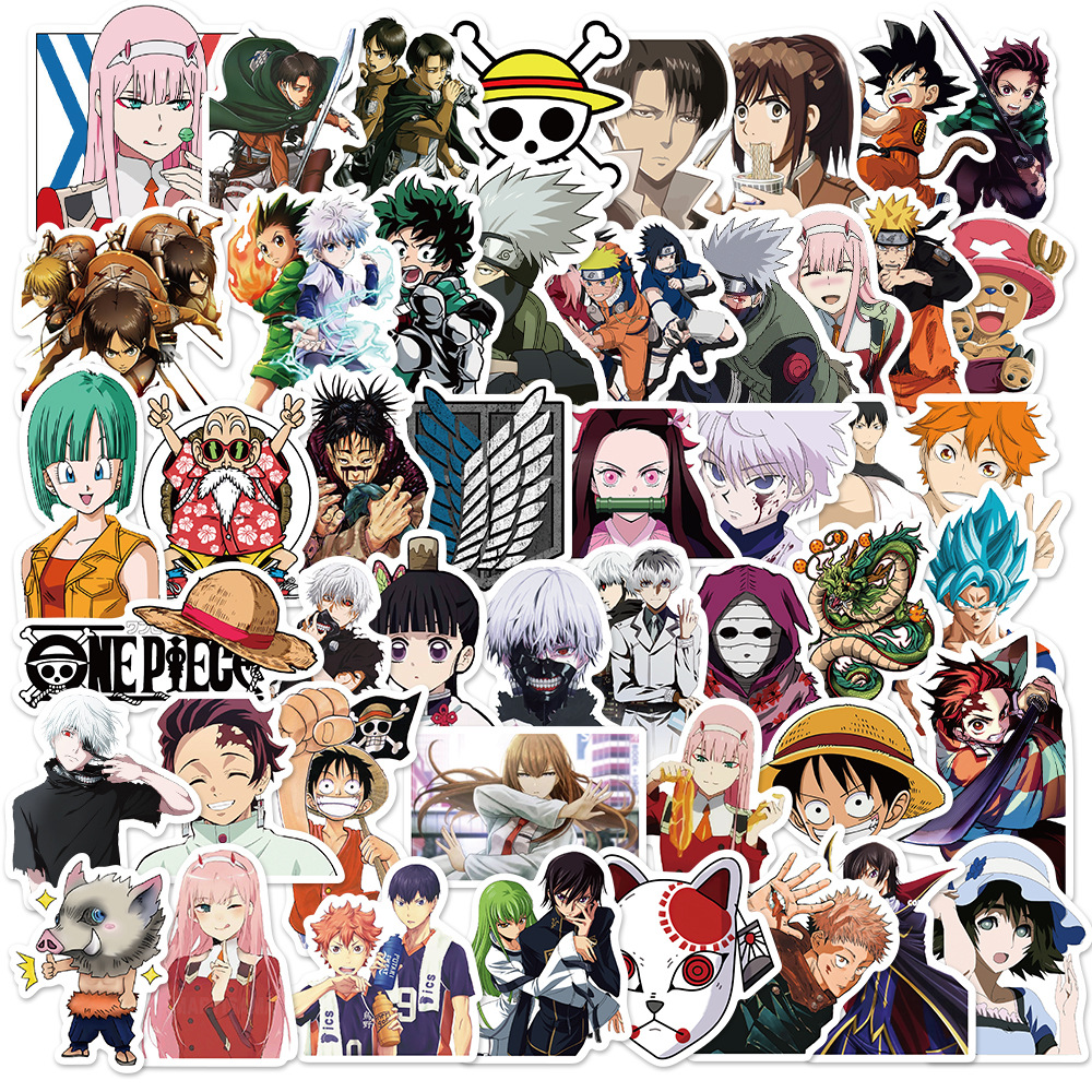 50 into the mixed popular animation full-time hunter ghost kill blade graffiti stickers personalized luggage waterproof stickers